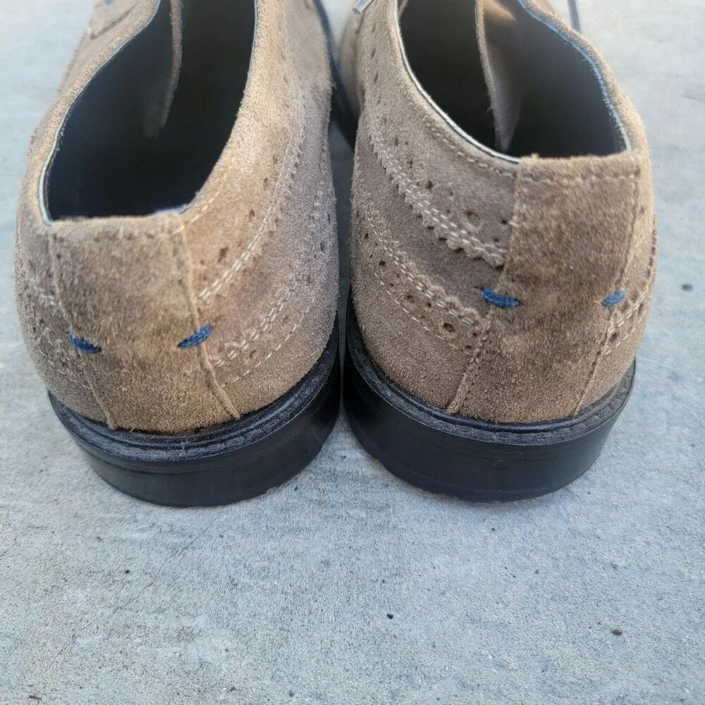 BEN SHERMAN Men's‎ Sz 13 Wingtip Brogue Oxford Loafers Grey Suede Leather Italy